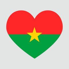 Wall Mural - burkina faso flag heart shaped. Love symbol. Vector illustration