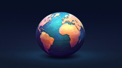 Poster - Stylized Globe Showing Earth Continents and Oceans