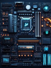Poster - cpu icon. internet things icons universal set for web and mobile