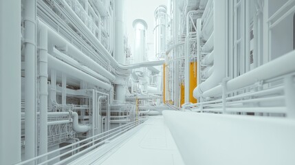 Aufkleber - White Industrial Complex Intricate Piping Network