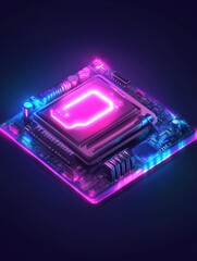 Poster - GPU neon icon. Elements of internet things set. Simple icon for websites, web design, mobile app, info graphics