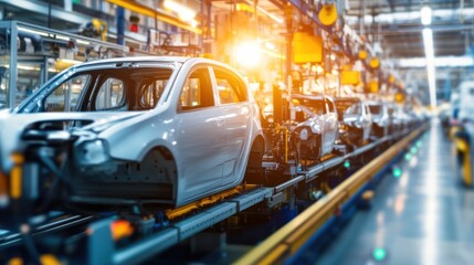 Poster - Automobile Assembly Line Modern Car Manufacturing Process