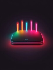 Poster - router neon icon. Elements of internet things set. Simple icon for websites, web design, mobile app, info graphics