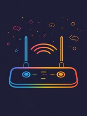 Poster - Router multi color style icon. Simple thin line, outline of internet things icons for ui and ux, website or mobile application