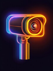 Poster - webcam neon icon. Elements of internet things set. Simple icon for websites, web design, mobile app, info graphics