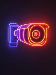 Poster - webcam neon icon. Elements of internet things set. Simple icon for websites, web design, mobile app, info graphics