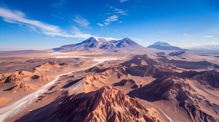 Canvas Print - Bird's-eye view of Atacama's desert, a surreal realm of salt flats and otherworldly terrain under the sky