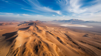 Canvas Print - Bird's-eye view of Atacama's desert, a surreal realm of salt flats and otherworldly terrain under the sky