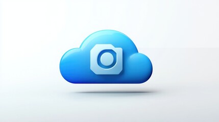 Poster - Blue Cloud Icon Represents Secure Data Storage