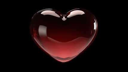 Poster - A Red Glass Heart Against Black Background