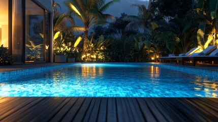 Poster - A pool with a palm tree in the background