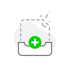 Poster - illustration of an empty state with a document icon inside a box and an Add button. for app interfaces or websites to indicate no documents or files are available and prompt users to add new content