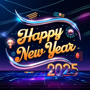 2025 Happy new year. Festive design for Christmas background.
