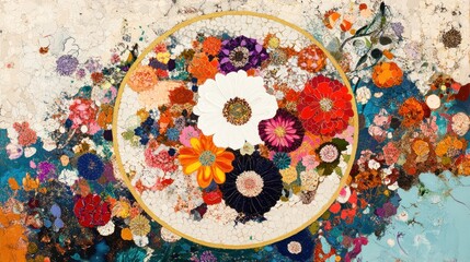 Poster - Vibrant Floral Arrangement in Textured Abstract Setting