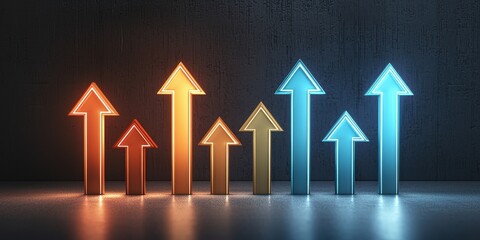 Poster - A vibrant graphic showing ascending arrows in various colors, symbolizing growth, progress, and positive trends.