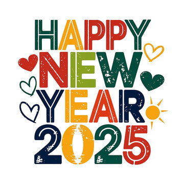 happy new year 2025 vintage t shirt transparent background