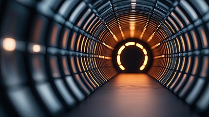 Poster - Futuristic tunnel with glowing lights creating an immersive atmosphere.