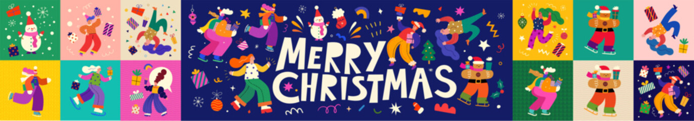 Wall Mural - big christmas banner. merry christmas design. advent christmas calendar. merry christmas holiday ele