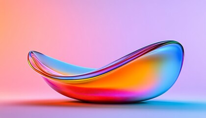 Poster - Colorful abstract wave sculpture on a gradient background inspires creativity and calmness