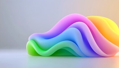 Poster - Colorful abstract shapes create a vibrant display of curved forms against a light background