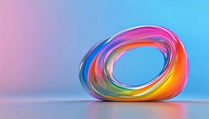 Poster - Colorful abstract sculpture with flowing curves and vibrant hues on a soft background