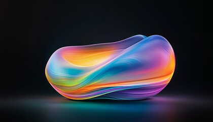 Poster - Colorful abstract wave shape illuminated against a dark background creating a vibrant effect
