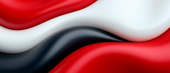 Poster - Flowing fabrics in red, white, and black create a dynamic visual design