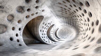 Aufkleber - Empty concrete tunnel with holes creating light and shadow effects