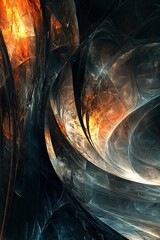 Poster - Abstract orange and blue fractal art creating dynamic shapes and patterns