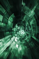 Aufkleber - Green circular portal effect creating a tunnel of light and data