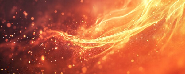 Aufkleber - Golden energy flowing through sparkling particles background animation