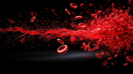 Poster - Dynamic blood flow visualization medical science laboratory digital art dark environment abstract concept