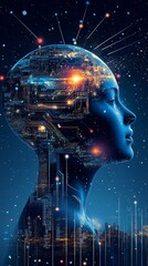 Poster - Artificial intelligence connecting with global network in futuristic cityscape