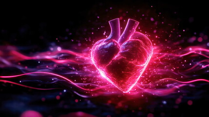 Poster - Dynamic heart animation abstract background digital art vibrant colors modern aesthetics health concept