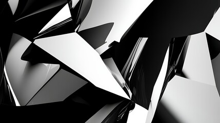 Poster - Abstract Black and White Geometric Fractal Composition