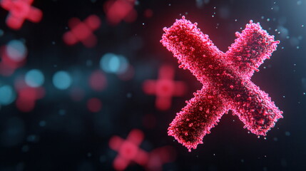 Poster - Vibrant microscopic visualization of cellular structures laboratory setting scientific image close-up biology