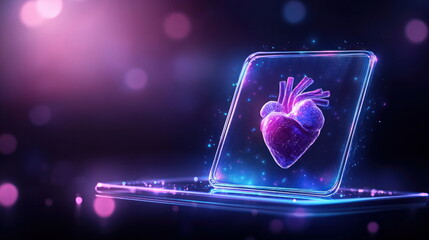 Aufkleber - Digital heart visualization futuristic setting graphic design vibrant colors abstract concept