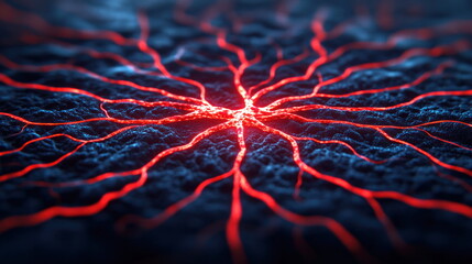 Aufkleber - Dynamic red energy patterns abstract digital art virtual environment conceptual view science