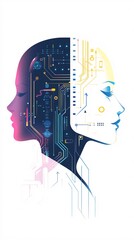Poster - Artificial intelligence creating human face with electronic circuits