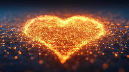 Poster - Illuminated heart of connections digital art modern technology abstract viewpoint love concept