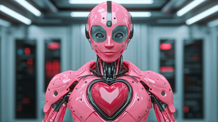 Leinwandbilder - Innovative robotic heart futuristic laboratory digital art tech environment close-up view ai concept