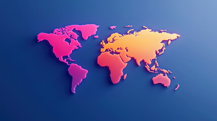 Poster - Global map visualization digital artwork modern design blue background abstract concept
