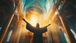 © HISTOCK - Majestic statue of jesus christ embracing the light in a grand cathedral