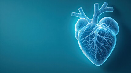 Poster - Heart anatomy illustration medical science digital art blue background educational concept