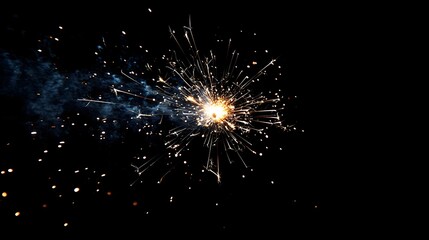 Poster - Vibrant colorful fireworks bursting with bright sparks and luminous displays in the night sky providing a dramatic festive and celebratory backdrop with ample copy space for messaging