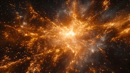 Poster - Mesmerizing fireworks explode in a dazzling display against a pitch black night sky filling the frame with vibrant bursts of color and light