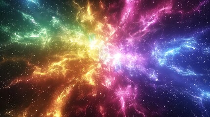 Poster - Captivating fireworks explosion in cascading vibrant colors lighting up the night sky with ample copy space for or holiday themed text overlay