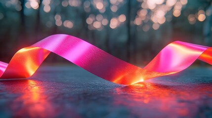 Poster - Conceptual image of a vibrant illuminated finish line ribbon against a blurred background symbolizing the focus determination
