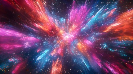 Poster - Colorful and Dazzling Fireworks Lighting Up the Night Sky in a Dramatic Display with Ample Blank Space Around the Edges for Festive Messaging or Copy