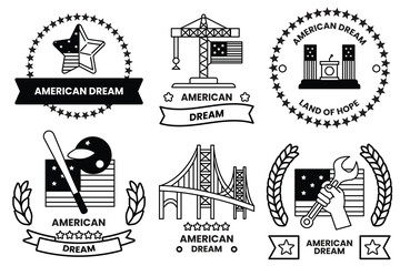 Wall Mural - A set of different American dream badges